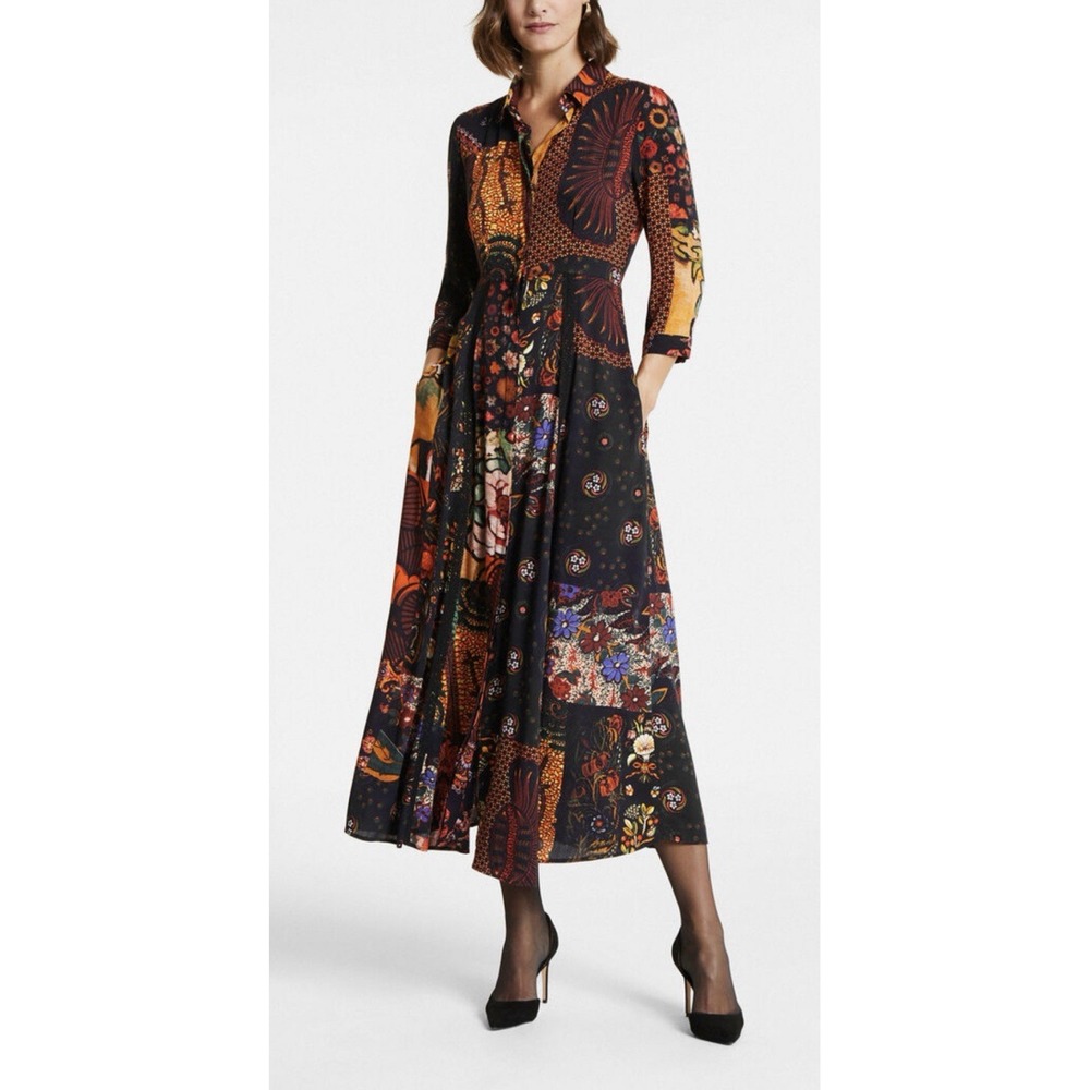 NWT Desigual M Christian Lacroix Turin Patchwork Maxi Dress M Boho Floral Retro